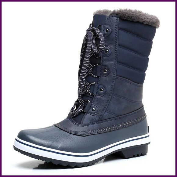 Women's Mid-Calf Waterproof Snow Boots Faux Fur Lined Non-Slip Winter Boots